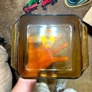 Pyrex amber brown glass 8X8 vintage lasagna pan. #222R.
